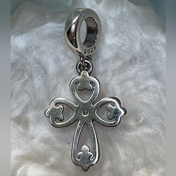 Charm for Pandora Bracelet Cross with Rhinestone Sterling Silver - Picture 3 of 6